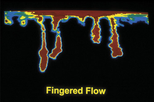 Water traveling at a Fingered Flow heat image